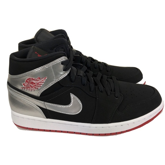 Nike Air Jordan 1 Retro Mid Gym Red Silver 10.5 - Picture 6 of 7